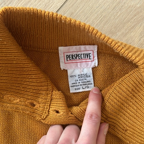 Vintage Oversized 1/4 Button Henley Sweater in Golden Saffron - Picture 2 of 3